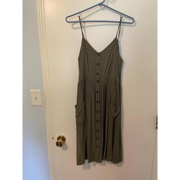 angashion Dresses & Skirts - Angashion (Amazon) Army Green Sleeveless Dress Size Large NWOT